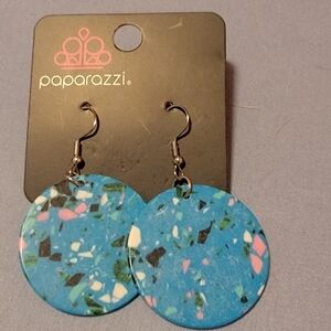 Paparazzi Terrazzo Pattern Blue Earrings